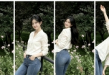 木子李：素净上衣搭配简约牛仔裤，