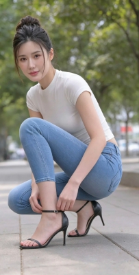 丸子头美女：简单的穿搭也是一种美
