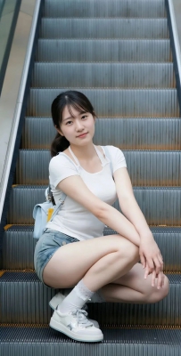 谁懂啊，商场扶梯这样拍照，她真的好甜！谁拍谁好看