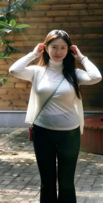 跟嫂子出门，嫂子穿着长袖以为她不怕热！