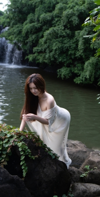 瀑布氛围感拍照